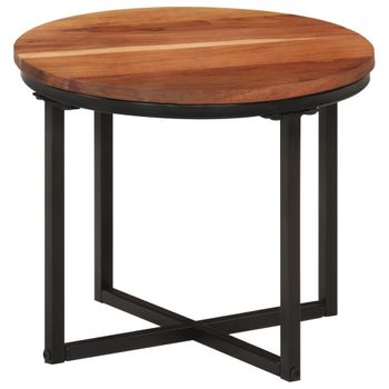 Mesa De Centro，mesa Auxiliar，mesa De Café De Madera Maciza De Acacia Y Hierro 35x35x30 Cm Cfw772728