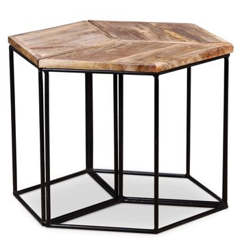 Mesa De Centro，mesa Auxiliar，mesa De Café De Madera Maciza De Mango 56x48x40 Cm Cfw772742