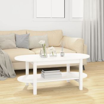 Mesa De Centro，mesa Auxiliar，mesa De Café De Madera Maciza De Pino Blanco 110x55x45 Cm Cfw772822