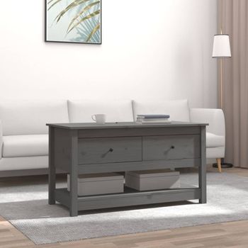 Mesa De Centro，mesa Auxiliar，mesa De Café De Madera Maciza De Pino Gris 102x49x55 Cm Cfw772866