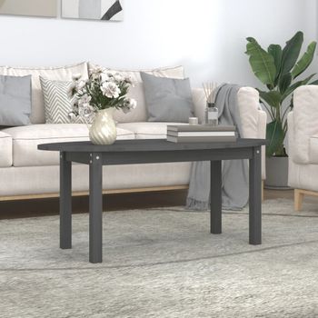 Mesa De Centro，mesa Auxiliar，mesa De Café De Madera Maciza De Pino Gris 110x55x45 Cm Cfw772874