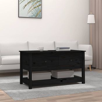 Mesa De Centro，mesa Auxiliar，mesa De Café De Madera Maciza De Pino Negra 102x49x55 Cm Cfw772919