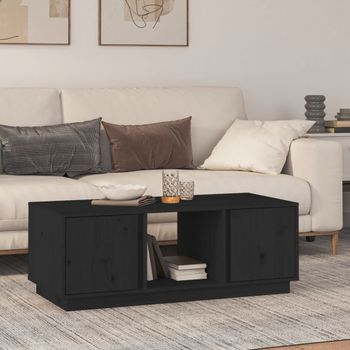 Mesa De Centro，mesa Auxiliar，mesa De Café De Madera Maciza De Pino Negro 110x50x40 Cm Cfw772928