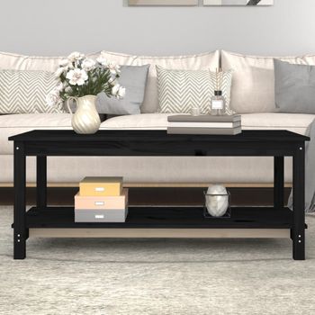 Mesa De Centro，mesa Auxiliar，mesa De Café De Madera Maciza De Pino Negro 110x55x45 Cm Cfw772932