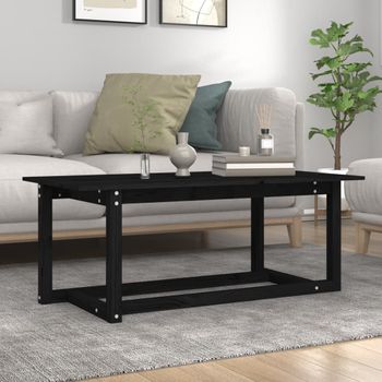 Mesa De Centro，mesa Auxiliar，mesa De Café De Madera Maciza De Pino Negro 110x55x45 Cm Cfw772933