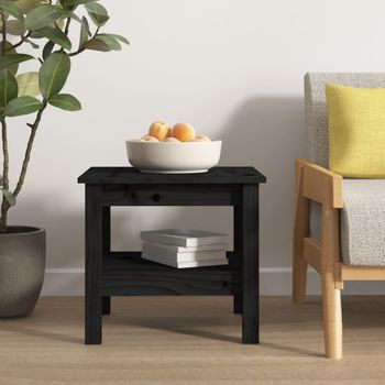 Mesa De Centro，mesa Auxiliar，mesa De Café De Madera Maciza De Pino Negro 45x45x40 Cm Cfw772939