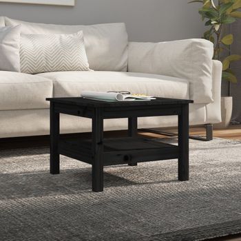 Mesa De Centro，mesa Auxiliar，mesa De Café De Madera Maciza De Pino Negro 55x55x40 Cm Cfw772942