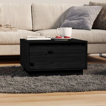 Mesa De Centro，mesa Auxiliar，mesa De Café De Madera Maciza De Pino Negro 55x56x32 Cm Cfw772943