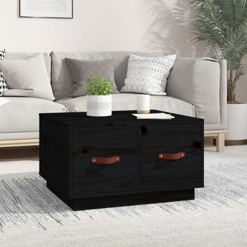 Mesa De Centro，mesa Auxiliar，mesa De Café De Madera Maciza De Pino Negro 60x53x35 Cm Cfw772945