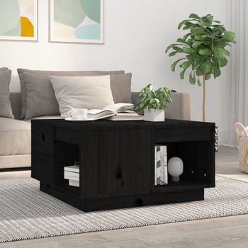 Mesa De Centro，mesa Auxiliar，mesa De Café De Madera Maciza De Pino Negro 60x61x32,5 Cm Cfw772946