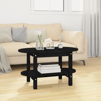 Mesa De Centro，mesa Auxiliar，mesa De Café De Madera Maciza De Pino Negro 80x45x45 Cm Cfw772951