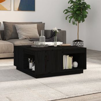 Mesa De Centro，mesa Auxiliar，mesa De Café De Madera Maciza De Pino Negro 80x81x36,5 Cm Cfw772956