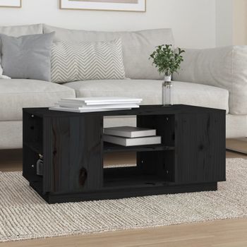 Mesa De Centro，mesa Auxiliar，mesa De Café De Madera Maciza De Pino Negro 90x49x40,5 Cm Cfw772958