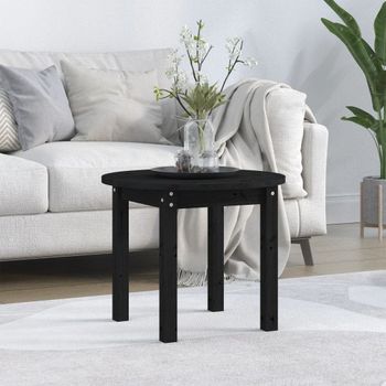 Mesa De Centro，mesa Auxiliar，mesa De Café De Madera Maciza De Pino Negro Ø 55x45 Cm Cfw772959