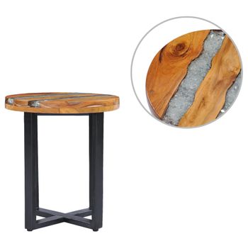 Mesa De Centro，mesa Auxiliar，mesa De Café De Madera Maciza De Teca Y Polirresina 40x45 Cm Cfw772991