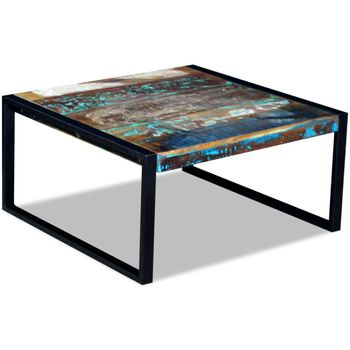 Mesa De Centro，mesa Auxiliar，mesa De Café De Madera Maciza Reciclada 80x80x40 Cm Cfw773034