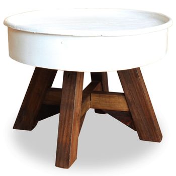 Mesa De Centro，mesa Auxiliar，mesa De Café De Madera Maciza Reciclada Blanco 60x45 Cm Cfw773041