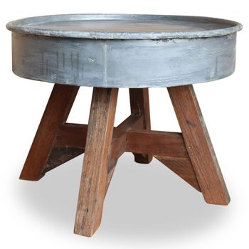 Mesa De Centro，mesa Auxiliar，mesa De Café De Madera Maciza Reciclada Plateado 60x45 Cm Cfw773047