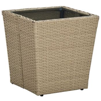 Mesa De Centro，mesa Auxiliar，mesa De Café De Ratán Pe Vidrio Templado Beige 41,5x41,5x44cm Cfw773064