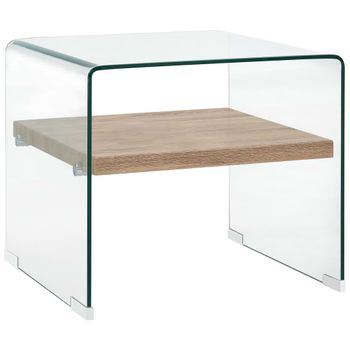 Mesa De Centro，mesa Auxiliar，mesa De Café De Vidrio Templado Transparente 50x50x45 Cm Cfw773101