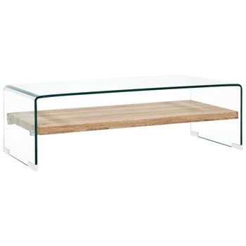 Mesa De Centro，mesa Auxiliar，mesa De Café De Vidrio Templado Transparente 98x45x31 Cm Cfw773102