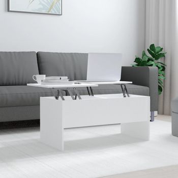 Mesa De Centro，mesa Auxiliar，mesa De Café Madera Contrachapada Blanco 102x50,5x46,5 Cm Cfw773150