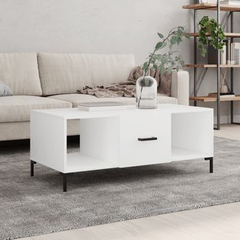 Mesa De Centro，mesa Auxiliar，mesa De Café Madera Contrachapada Blanco 102x50x40 Cm Cfw773153