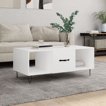 Mesa De Centro，mesa Auxiliar，mesa De Café Madera Contrachapada Blanco 102x50x40 Cm Cfw773155