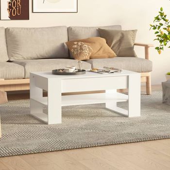 Mesa De Centro，mesa Auxiliar，mesa De Café Madera Contrachapada Blanco 102x55x42 Cm Cfw773166