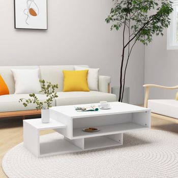 Mesa De Centro，mesa Auxiliar，mesa De Café Madera Contrachapada Blanco 105x55x32 Cm Cfw773170