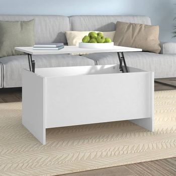 Mesa De Centro，mesa Auxiliar，mesa De Café Madera Contrachapada Blanco 80x55,5x41,5 Cm Cfw773204