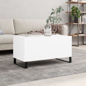 Mesa De Centro，mesa Auxiliar，mesa De Café Madera Contrachapada Blanco 90x44,5x45 Cm Cfw773215