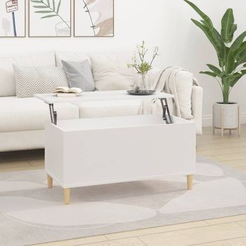 Mesa De Centro，mesa Auxiliar，mesa De Café Madera Contrachapada Blanco 90x44,5x45 Cm Cfw773216