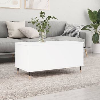 Mesa De Centro，mesa Auxiliar，mesa De Café Madera Contrachapada Blanco 90x44,5x45 Cm Cfw773217