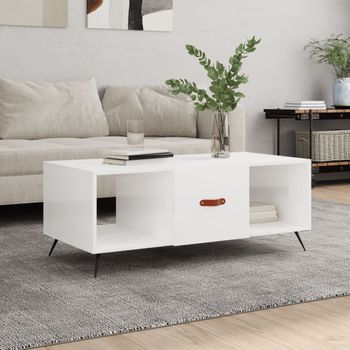 Mesa De Centro，mesa Auxiliar，mesa De Café Madera Contrachapada Blanco Brillo 102x50x40 Cm Cfw773271