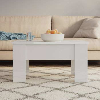 Mesa De Centro，mesa Auxiliar，mesa De Café Madera Contrachapada Blanco Brillo 79x49x41 Cm Cfw773312