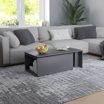 Mesa De Centro，mesa Auxiliar，mesa De Café Madera Contrachapada Gris 150x50x35 Cm Cfw773376