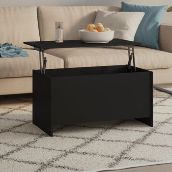 Mesa De Centro，mesa Auxiliar，mesa De Café Madera Contrachapada Negra 102x55,5x52,5 Cm Cfw773662