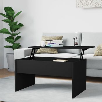 Mesa De Centro，mesa Auxiliar，mesa De Café Madera Contrachapada Negra 80x50,5x41,5 Cm Cfw773668