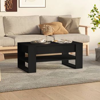 Mesa De Centro，mesa Auxiliar，mesa De Café Madera Contrachapada Negro 102x55x45 Cm Cfw773698