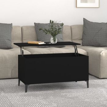 Mesa De Centro，mesa Auxiliar，mesa De Café Madera Contrachapada Negro 90x44,5x45 Cm Cfw773749