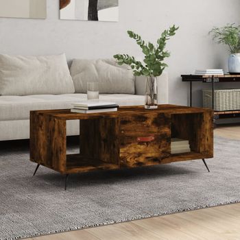 Mesa De Centro，mesa Auxiliar，mesa De Café Madera Contrachapada Roble Ahumado 102x50x40 Cm Cfw773820