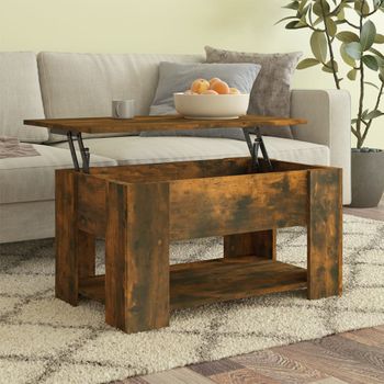 Mesa De Centro，mesa Auxiliar，mesa De Café Madera Contrachapada Roble Ahumado 79x49x41 Cm Cfw773873