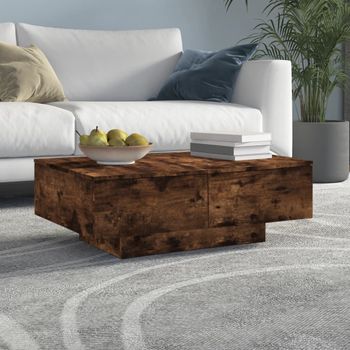 Mesa De Centro，mesa Auxiliar，mesa De Café Madera Contrachapada Roble Ahumado 90x60x31 Cm Cfw773933