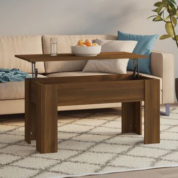 Mesa De Centro，mesa Auxiliar，mesa De Café Madera Contrachapada Roble Marrón 101x49x52 Cm Cfw773953