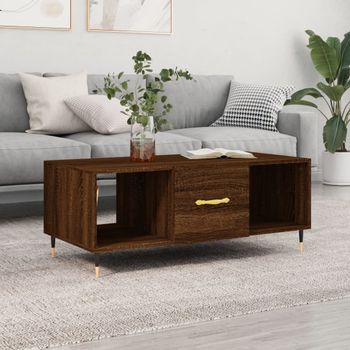 Mesa De Centro，mesa Auxiliar，mesa De Café Madera Contrachapada Roble Marrón 102x50x40 Cm Cfw773959