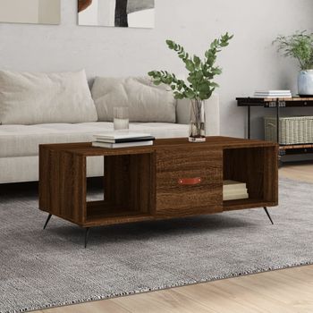 Mesa De Centro，mesa Auxiliar，mesa De Café Madera Contrachapada Roble Marrón 102x50x40 Cm Cfw773962