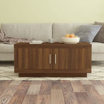 Mesa De Centro，mesa Auxiliar，mesa De Café Madera Contrachapada Roble Marrón 102x50x45 Cm Cfw773963