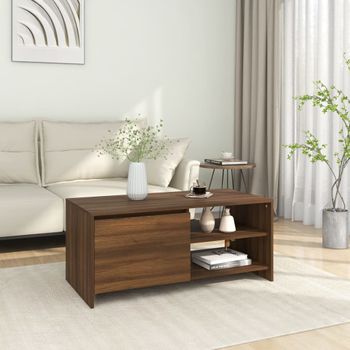 Mesa De Centro，mesa Auxiliar，mesa De Café Madera Contrachapada Roble Marrón 102x50x45 Cm Cfw773964