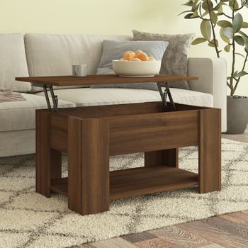 Mesa De Centro，mesa Auxiliar，mesa De Café Madera Contrachapada Roble Marrón 79x49x41 Cm Cfw773995